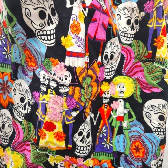 Day of the Dead Sugar Skulls Handmade Oversized Tote Shopping Bag Los Novios - Picture 4 of 4